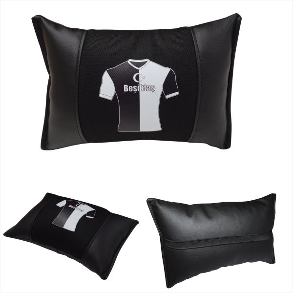 Auto Nackenkissen Nackenpolster Leder und gesticktes Polster Design Türkische Mannschaft BJK 1903 Fussballtrikot